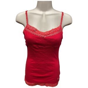Justice size L (14) red camisole shelf bra lace trim red y2k style